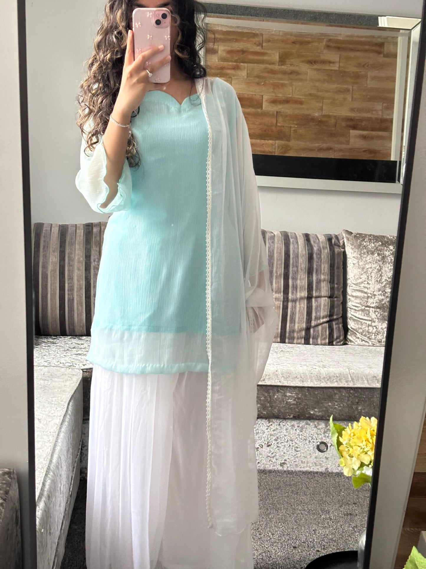 Sky Blue Sharara Set